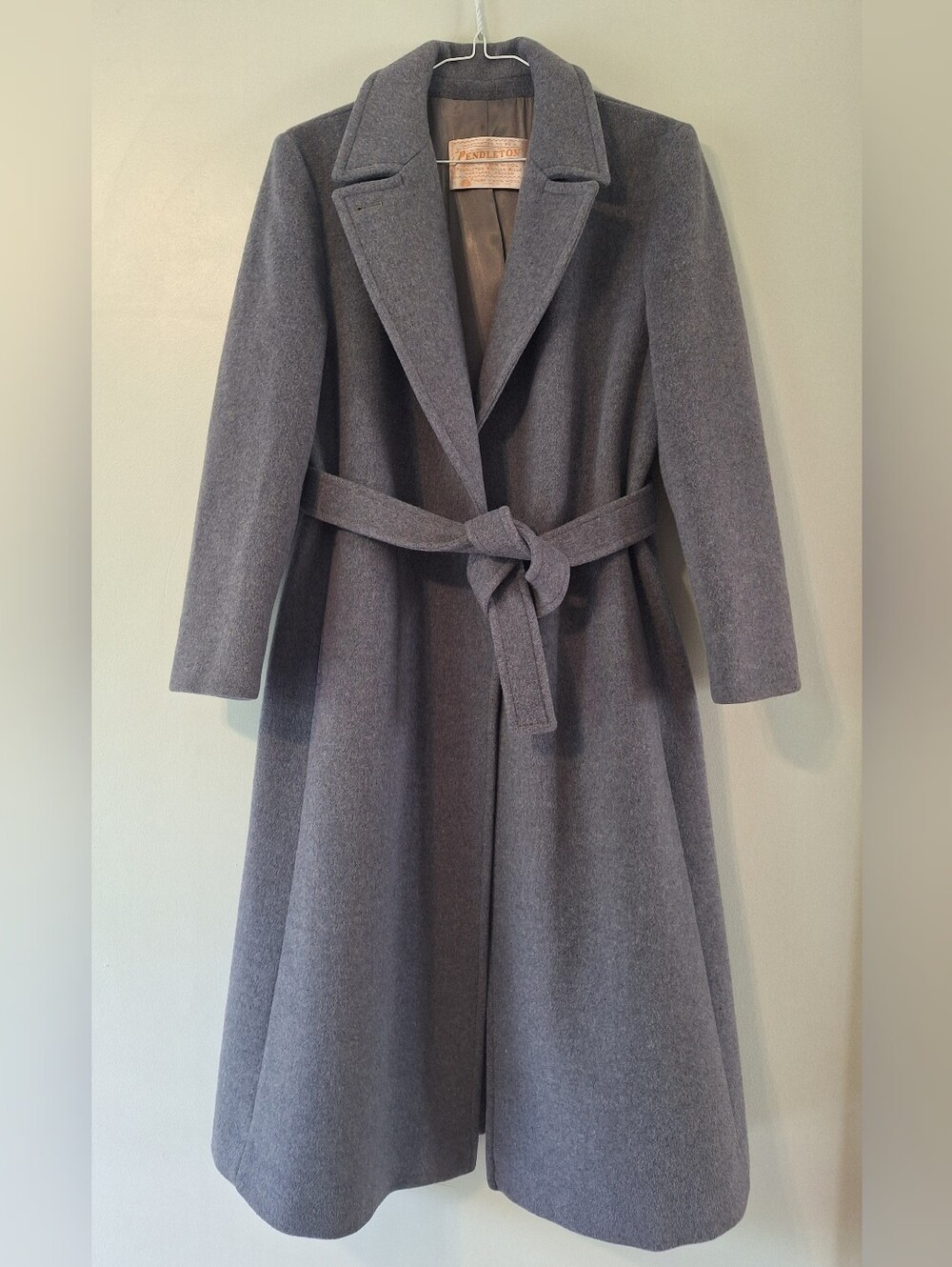 Vintage Pendleton Wool Gray Wrap Full Length Coat - 8